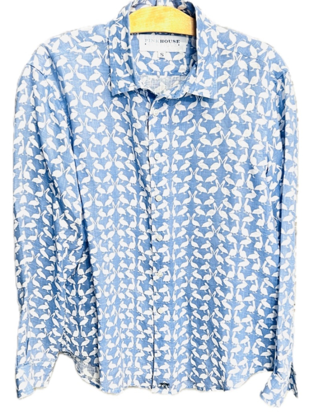 Pink House Mustique Men's  Summer Linen Shirt - Island Resort Wear -Long Sleeve